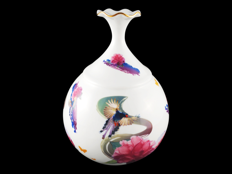 V17-3D藍鵲荷口瓶(大)